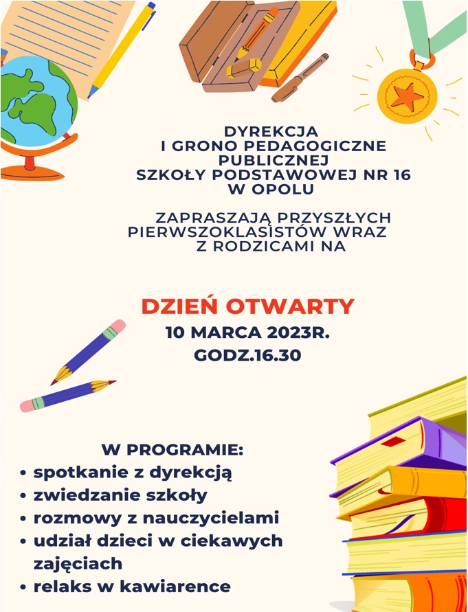 DZIEŃ OTWARTY SZKOŁY 10.03.2023r.   godz.16.30