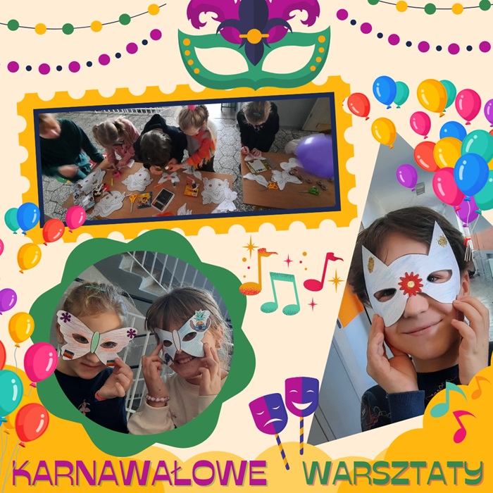 Warsztaty karnawałowe dla dzieci klas 1-3 Cream Colorful Playful Mardi Gras Carnival Party Instagram Post - 1
