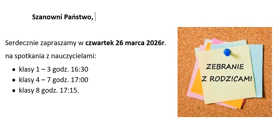 ZEBRANIE Z RODZICAMI - 26 marca 2026r